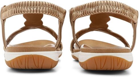 UBFEN Flat Sandals For Women Dressy Walking Comfortable Sandal With Rhinestone Braid Elastic Strap Summer Vacation in Kuwait