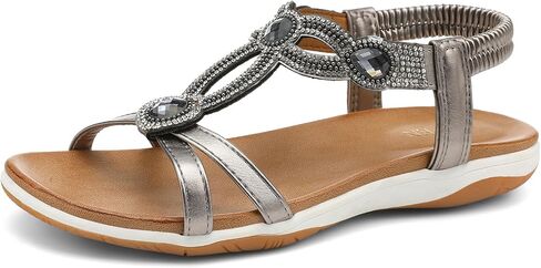 UBFEN Flat Sandals For Women Dressy Arch Support Comfortable Casual Sandal With 2026 Rhinestone Braid Elastic Strap Summer Vacation in Saudi Arabia