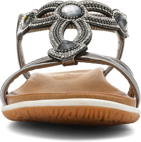 UBFEN Flat Sandals For Women Dressy Arch Support Comfortable Casual Sandal With 2026 Rhinestone Braid Elastic Strap Summer Vacation in Saudi Arabia