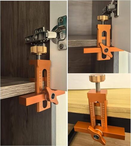 Cabinet Door Installation Positioner,Mounting Jig Adjustable Door Hinge Jig Installing Cabinet Doors,Aluminium Alloy Drillable With Drill Bit,for Most Cabinet Doors (1PCS) in Kuwait