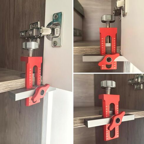 Cabinet Door Installation Positioner,Mounting Jig Adjustable Door Hinge Jig Installing Cabinet Doors,Aluminium Alloy Drillable With Drill Bit,for Most Cabinet Doors (1PCS) in Kuwait