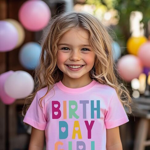 Birthday Girl T-Shirt 2nd 3rd 4th 5th 6th 7th Toddler Girls Birthday Shirt Cotton Short Sleeve B-Day Tees in Saudi Arabia