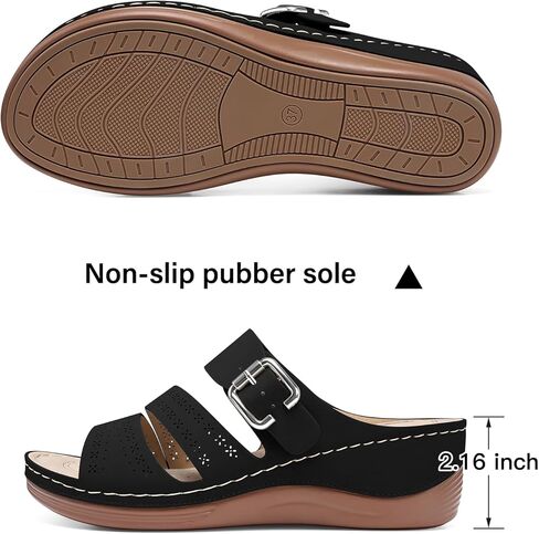 TEMOFON Wedge Sandals for Women Comfortable: Slip On Sandals Women Dressy Summer Flat Sandals Size 5-11 in Saudi Arabia