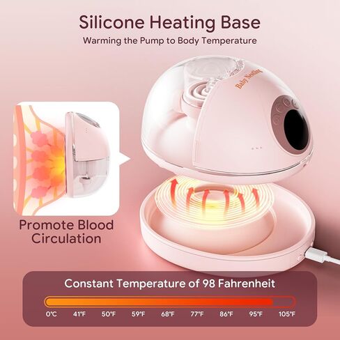 Heated Base Hands Free Breast Pump, Wearable Breastfeeding Pump of Baby Heated Dustproof Base, Automatic Voice Prompts, LED Display with 4 Modes &12 Levels, Memory Function-24 mm, 2 Pack Pink in Saudi Arabia