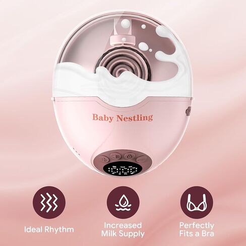Heated Base Hands Free Breast Pump, Wearable Breastfeeding Pump of Baby Heated Dustproof Base, Automatic Voice Prompts, LED Display with 4 Modes &12 Levels, Memory Function-24 mm, 2 Pack Pink in Saudi Arabia