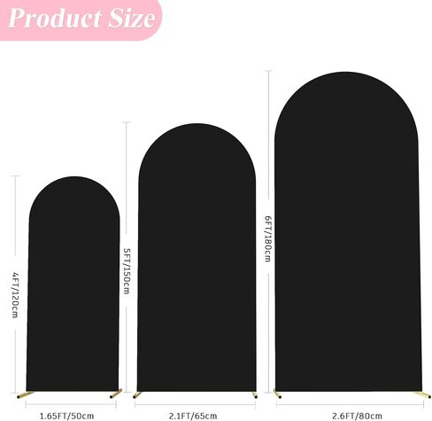 Arch Backdrop Cover, 7.2ft & 6ft, Arch Covers Stretchy Backdrop, White | Spandex Fitted Wedding Arch Cover Set of 2, Round Top Chiara Backdrop Covers for Birthday Party, Baby Shower Decoration in Kuwait