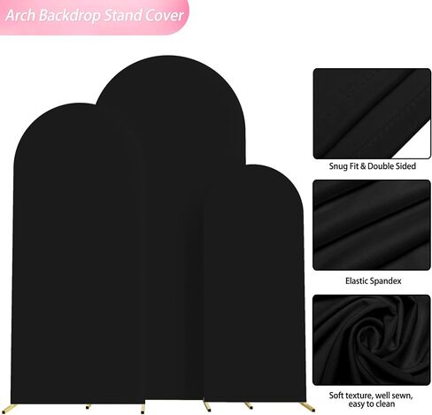 Arch Backdrop Cover, 7.2ft & 6ft, Arch Covers Stretchy Backdrop, White | Spandex Fitted Wedding Arch Cover Set of 2, Round Top Chiara Backdrop Covers for Birthday Party, Baby Shower Decoration in Kuwait