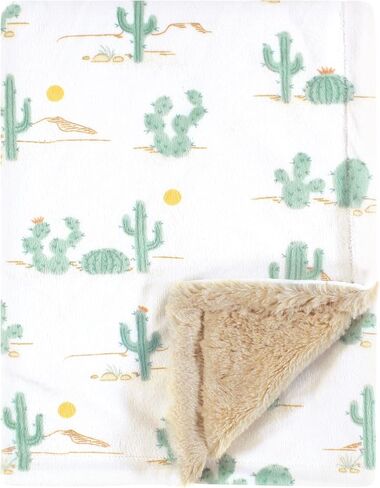 Hudson Baby Plush Blanket with Furry Binding and Back, Desert Cactus, One Size in Saudi Arabia