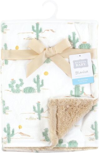 Hudson Baby Plush Blanket with Furry Binding and Back, Desert Cactus, One Size in Saudi Arabia