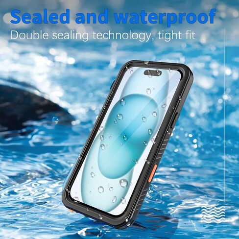 Designed for iPhone 16 Waterproof Case, [IP68 Underwater][12 FT Military Drop Proof][Built-in Screen Protector] Full Body Rugged Heavy Duty Shockproof Waterproof Phone Case Black/Clear in Saudi Arabia
