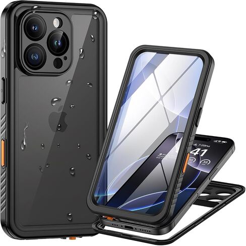 Designed for iPhone 16 Waterproof Case, [IP68 Underwater][12 FT Military Drop Proof][Built-in Screen Protector] Full Body Rugged Heavy Duty Shockproof Waterproof Phone Case Black/Clear in Saudi Arabia