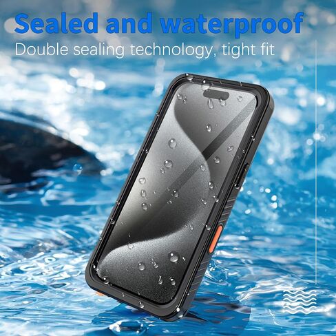Designed for iPhone 16 Waterproof Case, [IP68 Underwater][12 FT Military Drop Proof][Built-in Screen Protector] Full Body Rugged Heavy Duty Shockproof Waterproof Phone Case Black/Clear in Saudi Arabia