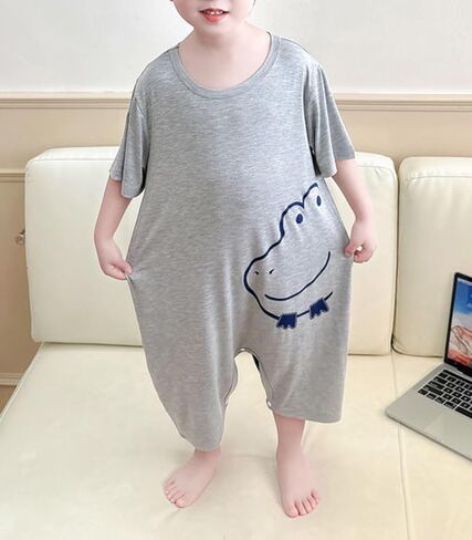 Umeyda Little Baby Boys Footless Pajamas Modal Short Sleeve Romper Jumpsuit Sleep and Play in Kuwait
