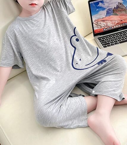 Umeyda Little Baby Boys Footless Pajamas Modal Short Sleeve Romper Jumpsuit Sleep and Play in Kuwait