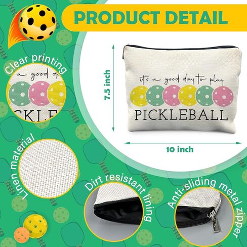 هدايا Pickleball للنساء، حقيبة مكياج Pickleball الملونة للنساء، إنه يوم جيد للعب حقيبة مستحضرات التجميل Pickleball حقيبة أدوات الزينة، هدايا لمحبي Pickleball، أشياء Pickleball in Kuwait