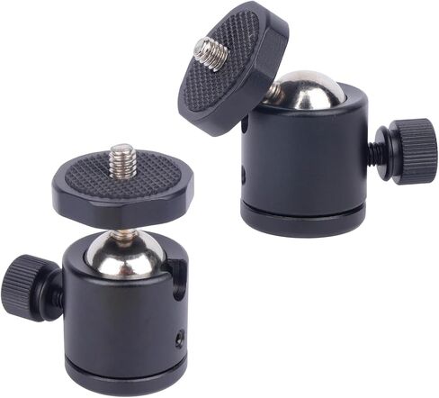 2PCS Mini Ball Head, 360° Rotating Ball Heads Mount with 1/4" Screw - Universal Tripod Mount Swivel Adapter, Camera Mount Adapter for DSLR Cameras, Tripods, Monopods and Live Streaming Gear (Black) in Saudi Arabia