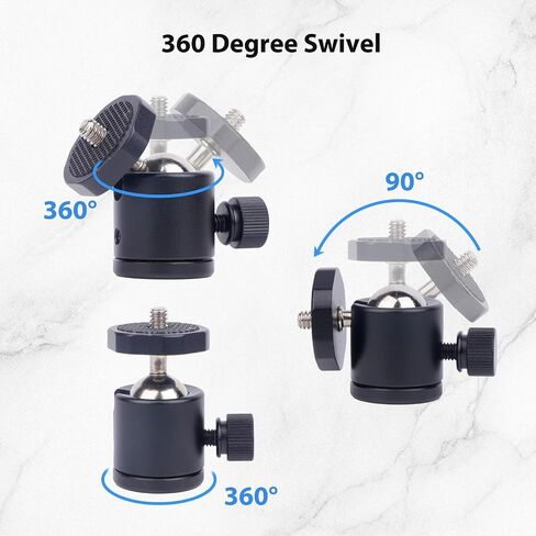 2PCS Mini Ball Head, 360° Rotating Ball Heads Mount with 1/4" Screw - Universal Tripod Mount Swivel Adapter, Camera Mount Adapter for DSLR Cameras, Tripods, Monopods and Live Streaming Gear (Black) in Saudi Arabia