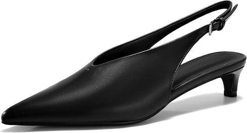 Coutgo Womens Low Kitten Heels Slingback Closed Pointed Toe V-Cut Business Work Pumps Dress Shoes in Kuwait