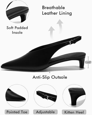 Coutgo Womens Low Kitten Heels Slingback Closed Pointed Toe V-Cut Business Work Pumps Dress Shoes in Kuwait