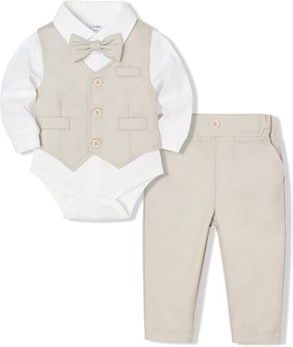 Baby Boy Clothes Suits Infant Gentleman Wedding Outfit Formal Dress Shirt Vest Bowtie Pants 4Pcs Baby Suit Sets in Kuwait