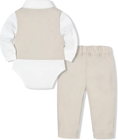 Baby Boy Clothes Suits Infant Gentleman Wedding Outfit Formal Dress Shirt Vest Bowtie Pants 4Pcs Baby Suit Sets in Kuwait