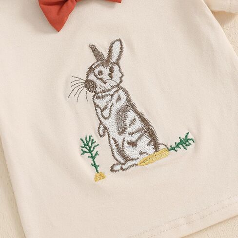 Toddler Baby Boy Easter Outfit Bunny Carrot Short Sleeve T-shirt Suspender Shorts Set Cute Boys Gentleman Clothes in Saudi Arabia
