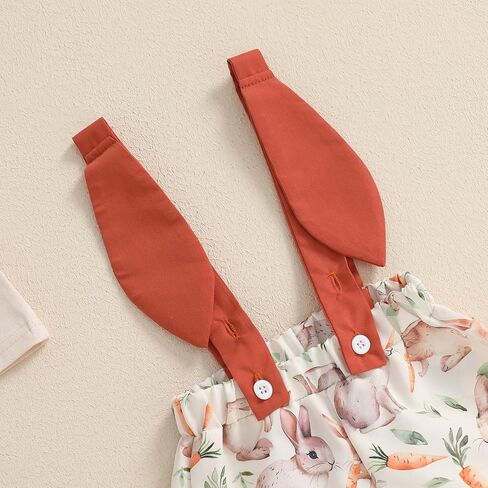 Toddler Baby Boy Easter Outfit Bunny Carrot Short Sleeve T-shirt Suspender Shorts Set Cute Boys Gentleman Clothes in Saudi Arabia