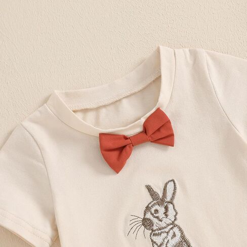 Toddler Baby Boy Easter Outfit Bunny Carrot Short Sleeve T-shirt Suspender Shorts Set Cute Boys Gentleman Clothes in Saudi Arabia