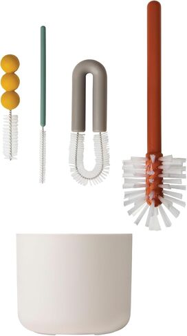 Boon Mod Baby Bottle Brushes - Includes Bottle Cleaner Brush, Straw Cleaner Brush, Nipple Brush and Detail Brush for Baby Bottles - Baby Bottle and Straw Brush Cleaning Set - Deco - 4 Count in Saudi Arabia