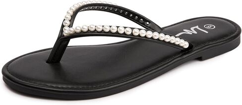 لؤلؤة LM للنساء الصنادل المسطحة المسطحة ثونغ الصنادل تقلبات الانزلاق على صندل الشريحة للنساء صيف أنني in Kuwait