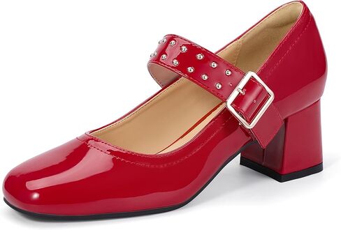 IDIFU in2 Mary Jane Shoes مضخات منخفضة كتلة مكتنزة كعب مغلق لإصبع النساء للنساء مريحة الزفاف الزفاف العروس حفلة موسيقية الحفلات حذاء الأزياء غير الرسمية لطيفة حزام حزام مربع أعقاب سميكة الكعب in Kuwait