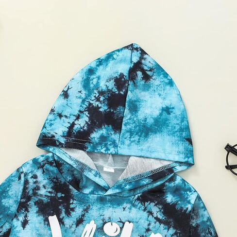 Toddler Baby Boy Clothes Long Sleeve Tie-dye Hoodie Sweatshirt Top + Jogger Pants Outfit Set Fall Winter Sweatsuit in Kuwait