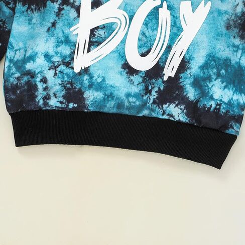 Toddler Baby Boy Clothes Long Sleeve Tie-dye Hoodie Sweatshirt Top + Jogger Pants Outfit Set Fall Winter Sweatsuit in Kuwait