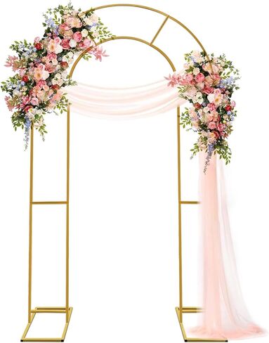 مزدوج القوس الخلفي Stand Metal Open Arch Backdrop Frame U على شكل حفل زفاف للحفل زخرفة حفل عيد ميلاد حديقة الأطفال (الذهب ، 7.2 قدم × 4 قدم) in Kuwait