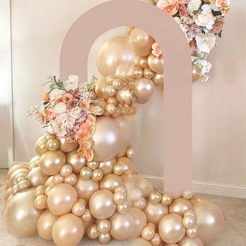 مزدوج القوس الخلفي Stand Metal Open Arch Backdrop Frame U على شكل حفل زفاف للحفل زخرفة حفل عيد ميلاد حديقة الأطفال (الذهب ، 7.2 قدم × 4 قدم) in Kuwait