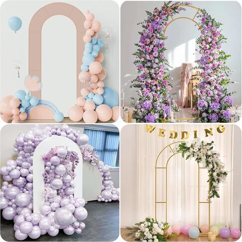 مزدوج القوس الخلفي Stand Metal Open Arch Backdrop Frame U على شكل حفل زفاف للحفل زخرفة حفل عيد ميلاد حديقة الأطفال (الذهب ، 7.2 قدم × 4 قدم) in Kuwait