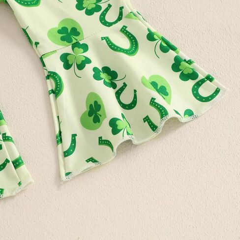 Lamuusaa Newborn Baby Girl St Patricks Day Outfit My 1st St. Patricks Day Romper Shamrock Flared Pants Headband Set 0-18M in Saudi Arabia