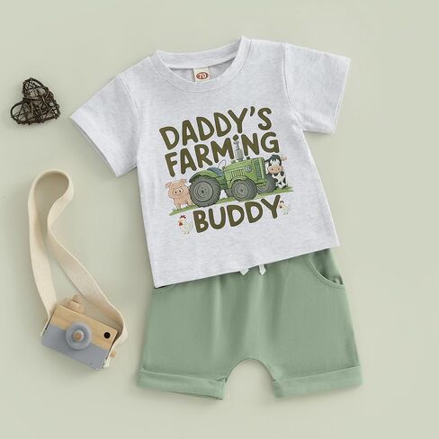 Baby Boy Cute Letter Short Sleeve Shirt Top Elastic Waist Shorts Toddler Summer Outfits in Saudi Arabia