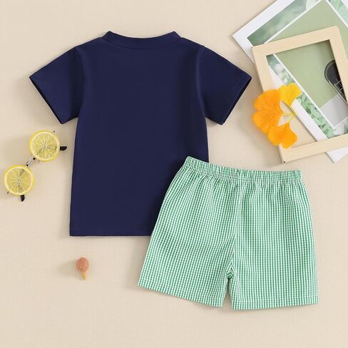 Toddler Boys Golf Outfit Golf Cart Patch Short Sleeve T Shirts Tops Elastic Shorts Set 2Pcs Baby Summer Clothes in Saudi Arabia