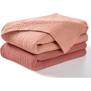 Muslin Swaddle Blankets for Newborn Girls,Boys,2 Pack,Soft and Breathable Baby Blanket,100% Cotton,Use as Receiving Blankets,Baby Burp Cloths,44 x 44 Muslin Swaddle Blanket | Rose and Pink