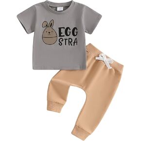 SPRINGCMY Baby Boys Outfit Summer Bunny Print T-shirt the shirt serp و seft jogger pants 2pcs set in Kuwait