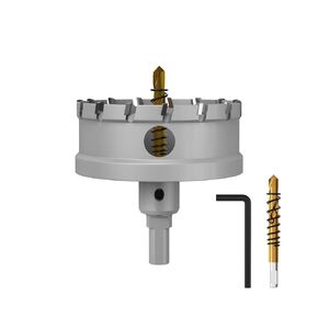 Premium Tungsten Carbide Tipped Hole Saw Drill Bit Set with 2 Titanium-Plated Pilot Bits - Heavy Duty Cutter for Metal, Steel, Iron, Wood, and Plastic（80mm丨3-5/32''）