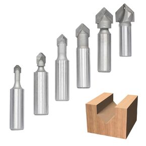 6pcs 90 درجة V مجموعة بت الأخدود مجموعة بت ، 1/2 "شانك ، نصائح كربيد ضد الأخدود لنحت الخشب ، نقش وصناعة العلامات -ديا. في 1/4" ، 5/16 "، 3/8" ، 1/2 "، 5/8" ، 3/4 "
