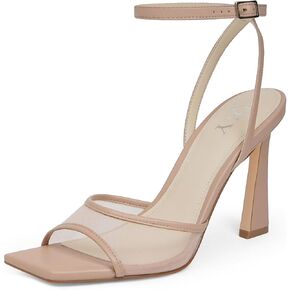 Strappy Heels for Women Heeled Sandals Square Toe Heel Ankle Strap Stiletto Mesh High Heels Dress Shoes