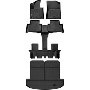 HAFIDI® Floor Mats & Cargo Liner Set Fit for 2016-2020 Kia Sorento (3rd Row Seats Folded Down for Trunk Installation) All Weather TPE Anti-Slip Car Full Set Floor Liners Custom Accessories - Black
