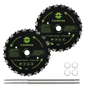 9" Chainsaw Brush Cutter Blade for Weedeater - 20 Tooth Circular Trimmer Brush Blade with 7/32" File, for Trimming Trees, Clearing Underbrush, Cutting String, Weeds and Bush, Pack of 2
