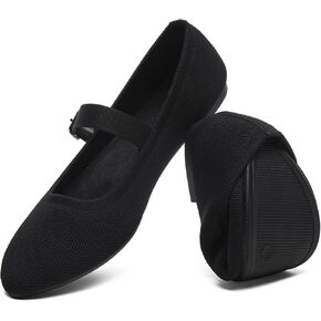 HEAWISH Women's Ballet Flat Shoes Mary Jane Pointed Toe Mesh Flats,Comfortable Slip on Ladies Shoe with Adjustable Strap,Casual Office Dress Flats for Work