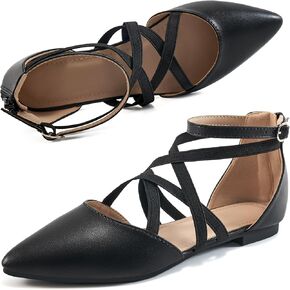 Womens Ballet Flats for Wedding : Black 8 Comfortable Dress Work Flat - Ladies Dressy Zipper Walking Shoes
