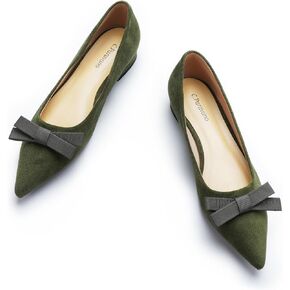C.Paravano Women's Suede Bow Knot Ballet Flats Pointed Toe Slip-On Comfort Shoes for Casual & Formal Wear
