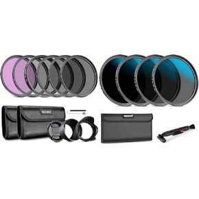 NEEWER 77mm ND Lens Filter Kit (UV, CPL, FLD, ND2, ND4, ND8, Lens Hood, Lens Cap) and ND16/ND32/ND64/ND1000 Compatible with Canon Nikon Sony Panasonic DSLR Cameras